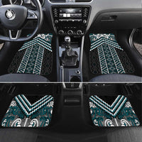 Maori Tukutuku Taniko Motifs Car Mats Teal Poutama Mix Kowhaiwhai