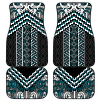 Maori Tukutuku Taniko Motifs Car Mats Teal Poutama Mix Kowhaiwhai
