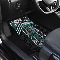 Maori Tukutuku Taniko Motifs Car Mats Teal Poutama Mix Kowhaiwhai