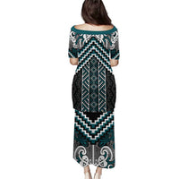 Maori Tukutuku Taniko Motifs Puletasi Teal Poutama Mix Kowhaiwhai