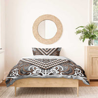 Maori Tukutuku Taniko Motifs Bedding Set Brown Poutama Mix Kowhaiwhai