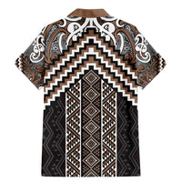Maori Tukutuku Taniko Motifs Family Matching Mermaid Dress and Hawaiian Shirt Brown Poutama Mix Kowhaiwhai