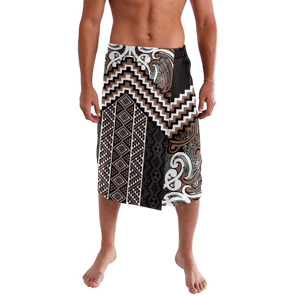 Maori Tukutuku Taniko Motifs Lavalava Brown Poutama Mix Kowhaiwhai