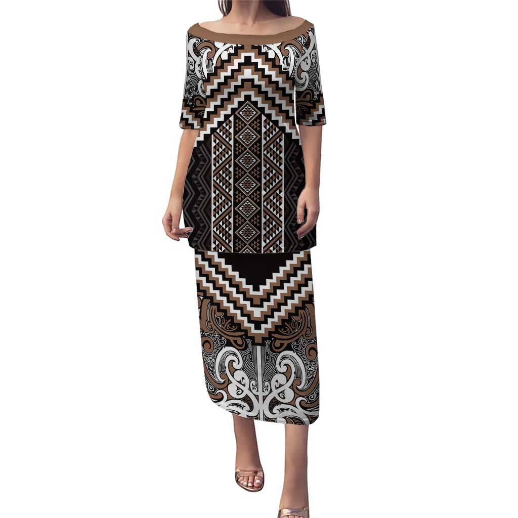 Maori Tukutuku Taniko Motifs Puletasi Brown Poutama Mix Kowhaiwhai