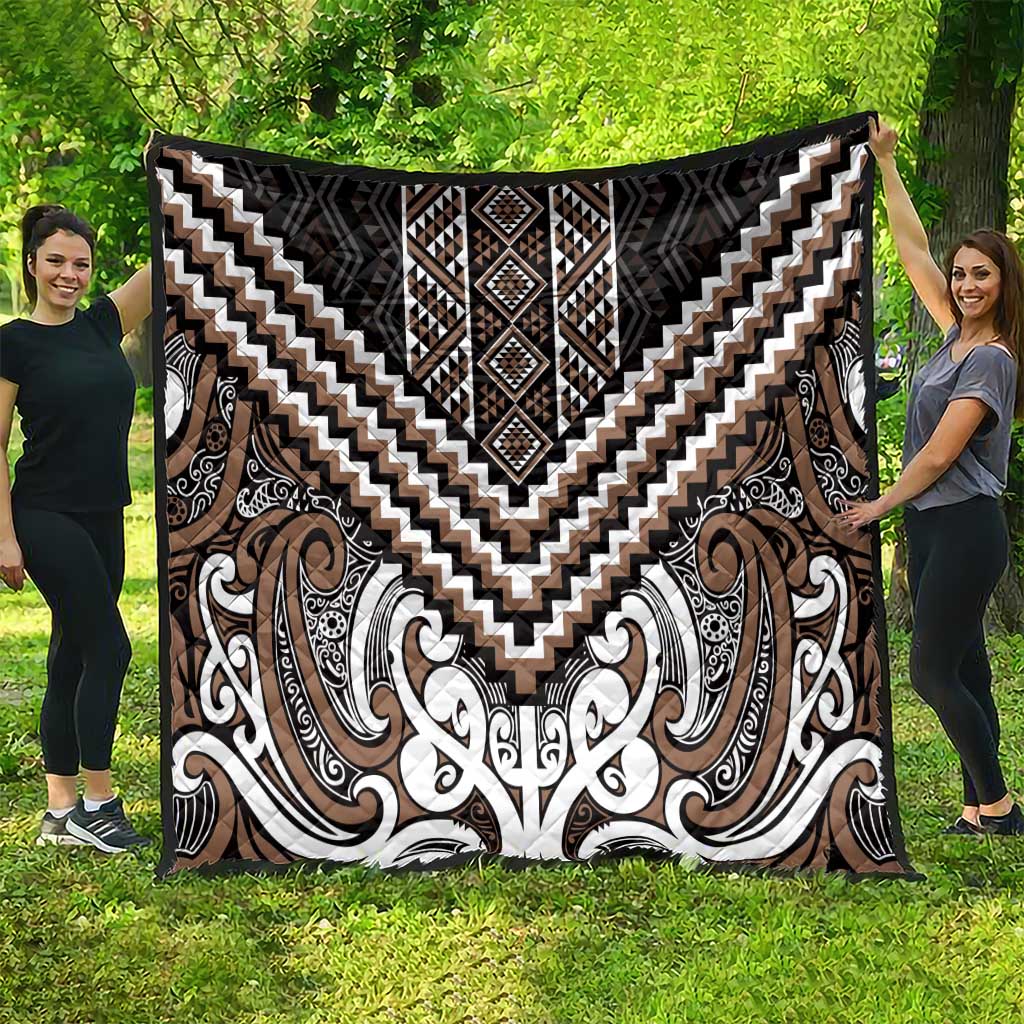 Maori Tukutuku Taniko Motifs Quilt Brown Poutama Mix Kowhaiwhai LT7 - Polynesian Pride
