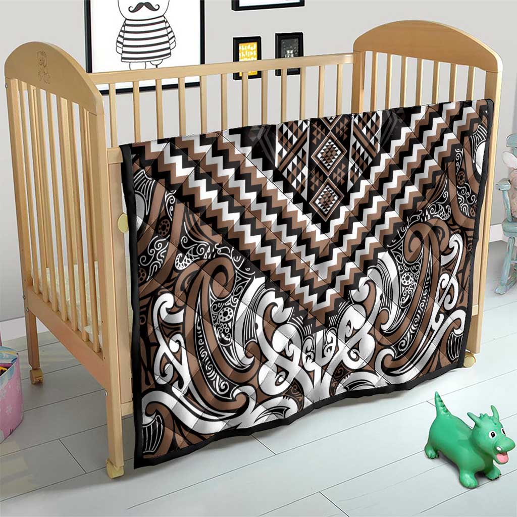 Maori Tukutuku Taniko Motifs Quilt Brown Poutama Mix Kowhaiwhai LT7 - Polynesian Pride