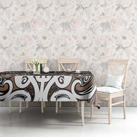 Maori Tukutuku Taniko Motifs Tablecloth Brown Poutama Mix Kowhaiwhai