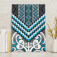 Maori Tukutuku Taniko Motifs Canvas Wall Art Turquoise Poutama Mix Kowhaiwhai
