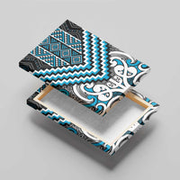 Maori Tukutuku Taniko Motifs Canvas Wall Art Turquoise Poutama Mix Kowhaiwhai