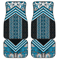 Maori Tukutuku Taniko Motifs Car Mats Turquoise Poutama Mix Kowhaiwhai