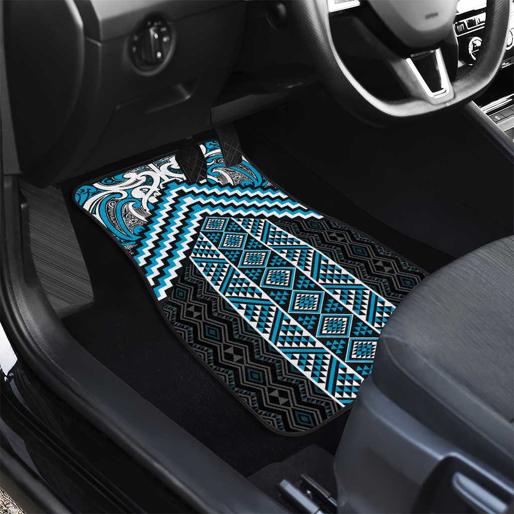 Maori Tukutuku Taniko Motifs Car Mats Turquoise Poutama Mix Kowhaiwhai