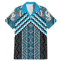 Maori Tukutuku Taniko Motifs Family Matching Mermaid Dress and Hawaiian Shirt Turquoise Poutama Mix Kowhaiwhai