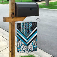 Maori Tukutuku Taniko Motifs Garden Flag Turquoise Poutama Mix Kowhaiwhai