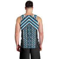 Maori Tukutuku Taniko Motifs Men Tank Top Turquoise Poutama Mix Kowhaiwhai
