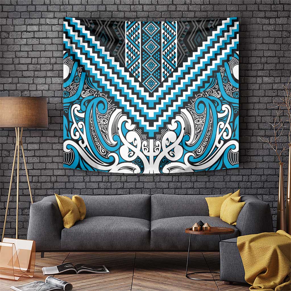 Maori Tukutuku Taniko Motifs Tapestry Turquoise Poutama Mix Kowhaiwhai LT7 Turquoise - Polynesian Pride