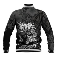 Polynesian Women's Day Baseball Jacket Plumeria Passion - Black LT7 - Polynesian Pride