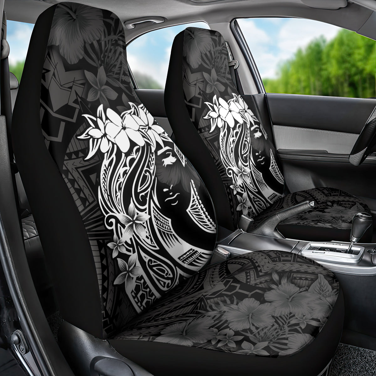 Polynesian Women's Day Car Seat Cover Plumeria Passion - Black LT7 - Polynesian Pride