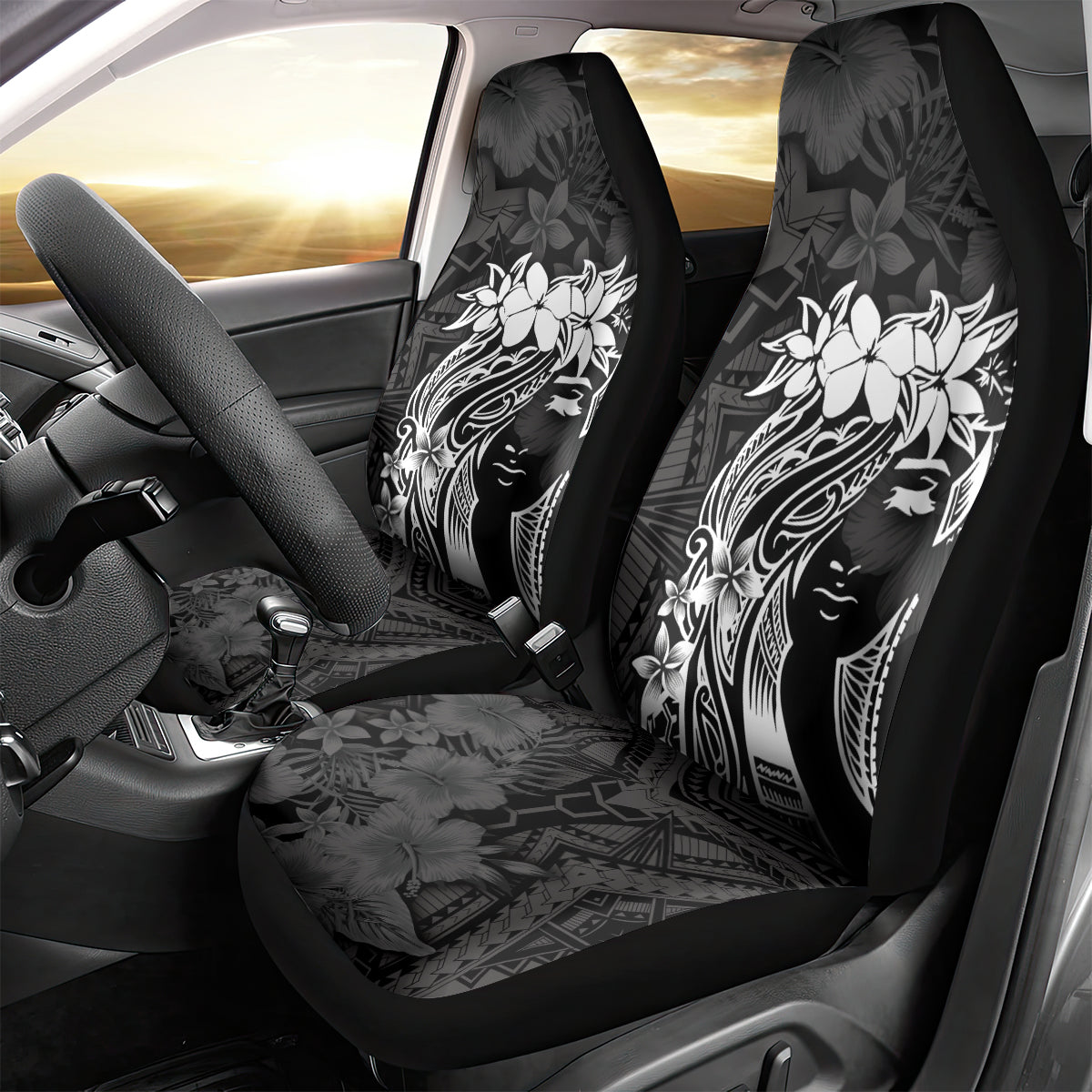 Polynesian Women's Day Car Seat Cover Plumeria Passion - Black LT7 - Polynesian Pride