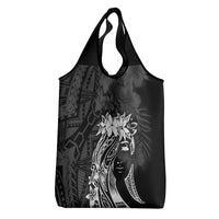 Polynesian Women's Day Grocery Bag Plumeria Passion - Black