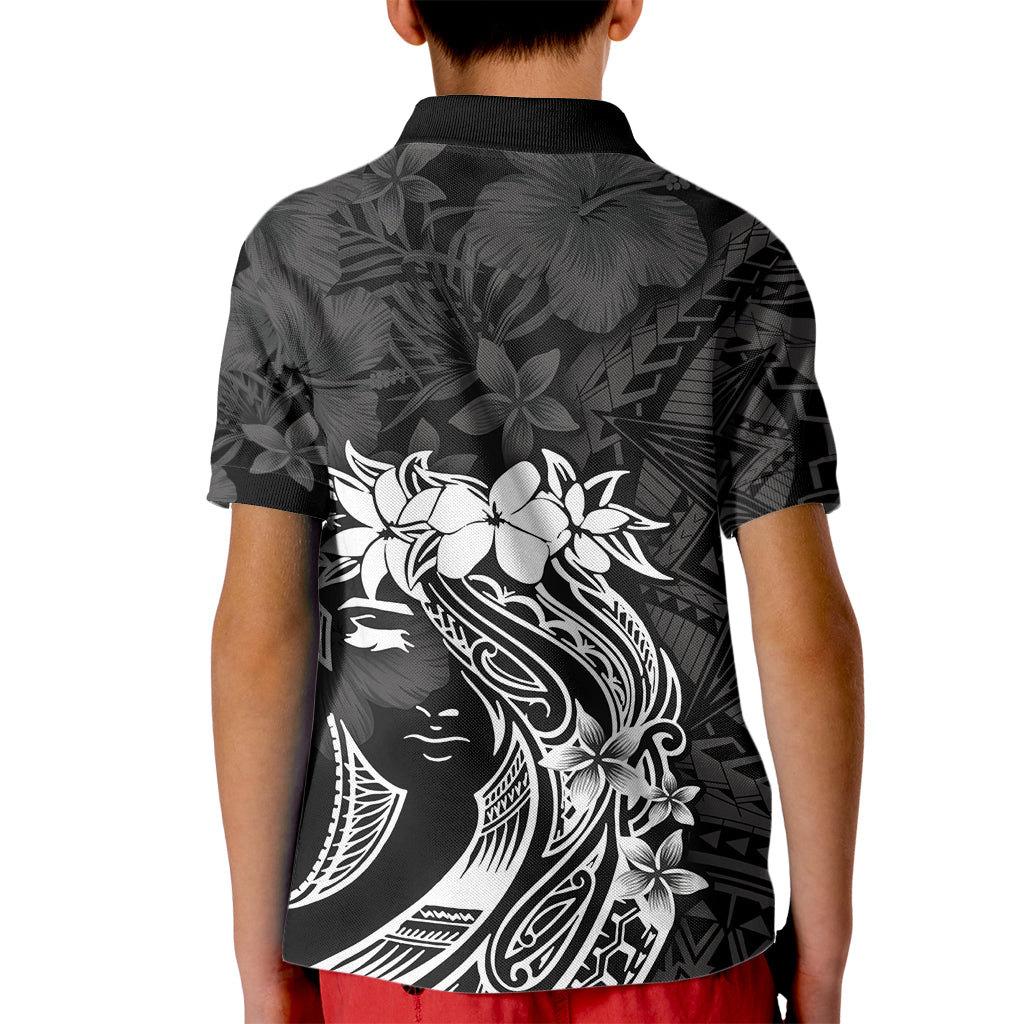 Polynesian Women's Day Kid Polo Shirt Plumeria Passion - Black LT7 - Polynesian Pride