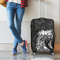 Polynesian Women's Day Luggage Cover Plumeria Passion - Black LT7 - Polynesian Pride