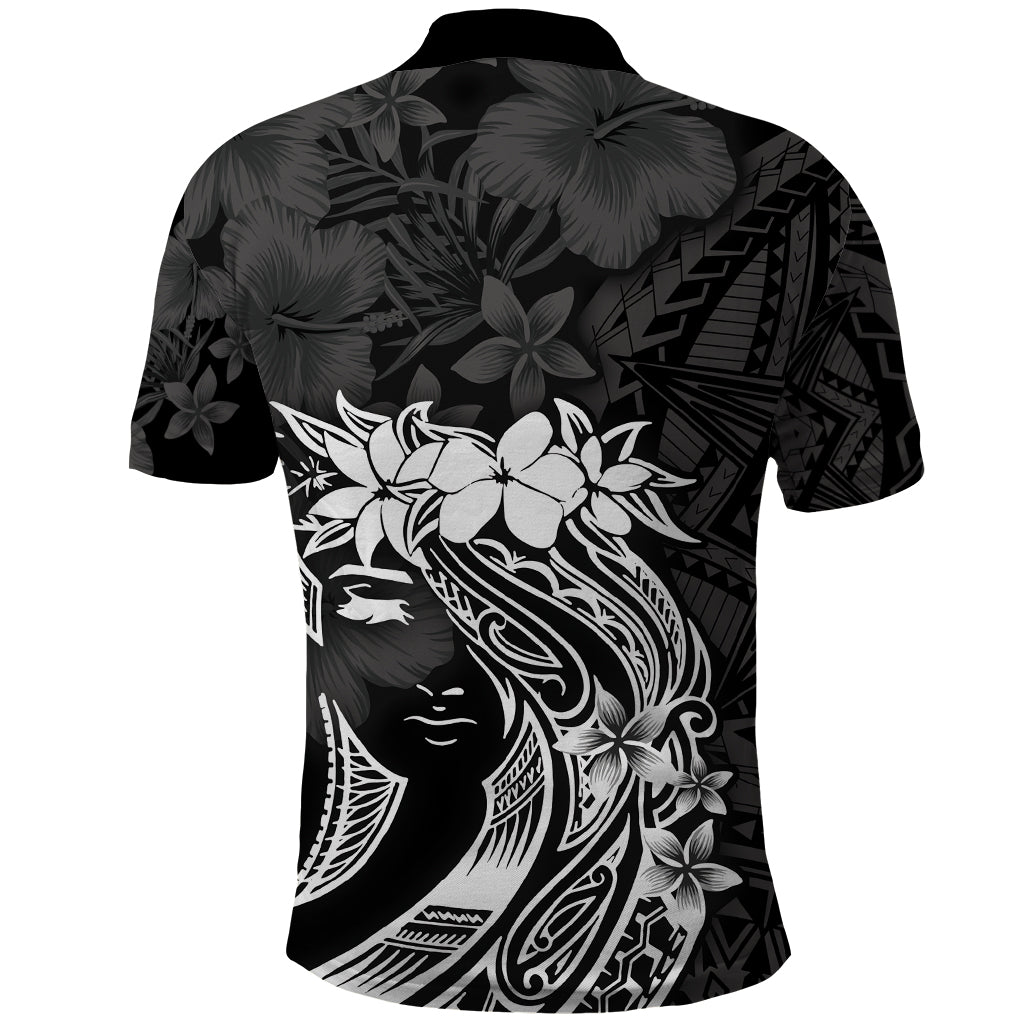 Polynesian Women's Day Polo Shirt Plumeria Passion - Black LT7 - Polynesian Pride