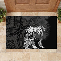 Polynesian Women's Day Rubber Doormat Plumeria Passion - Black LT7 - Polynesian Pride