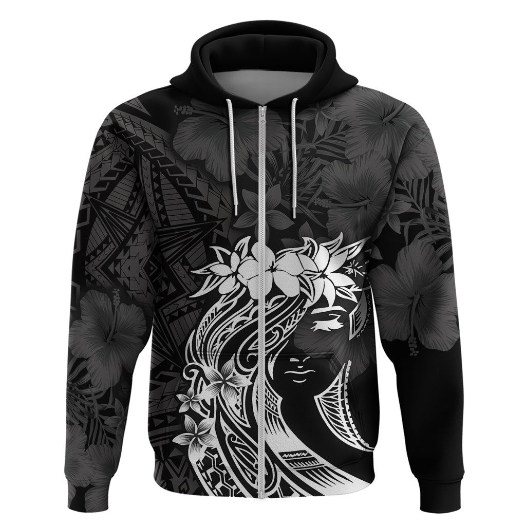 Polynesian Women's Day Zip Hoodie Plumeria Passion - Black LT7 Zip Hoodie Black - Polynesian Pride
