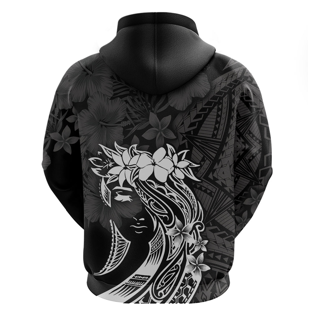 Polynesian Women's Day Zip Hoodie Plumeria Passion - Black LT7 - Polynesian Pride