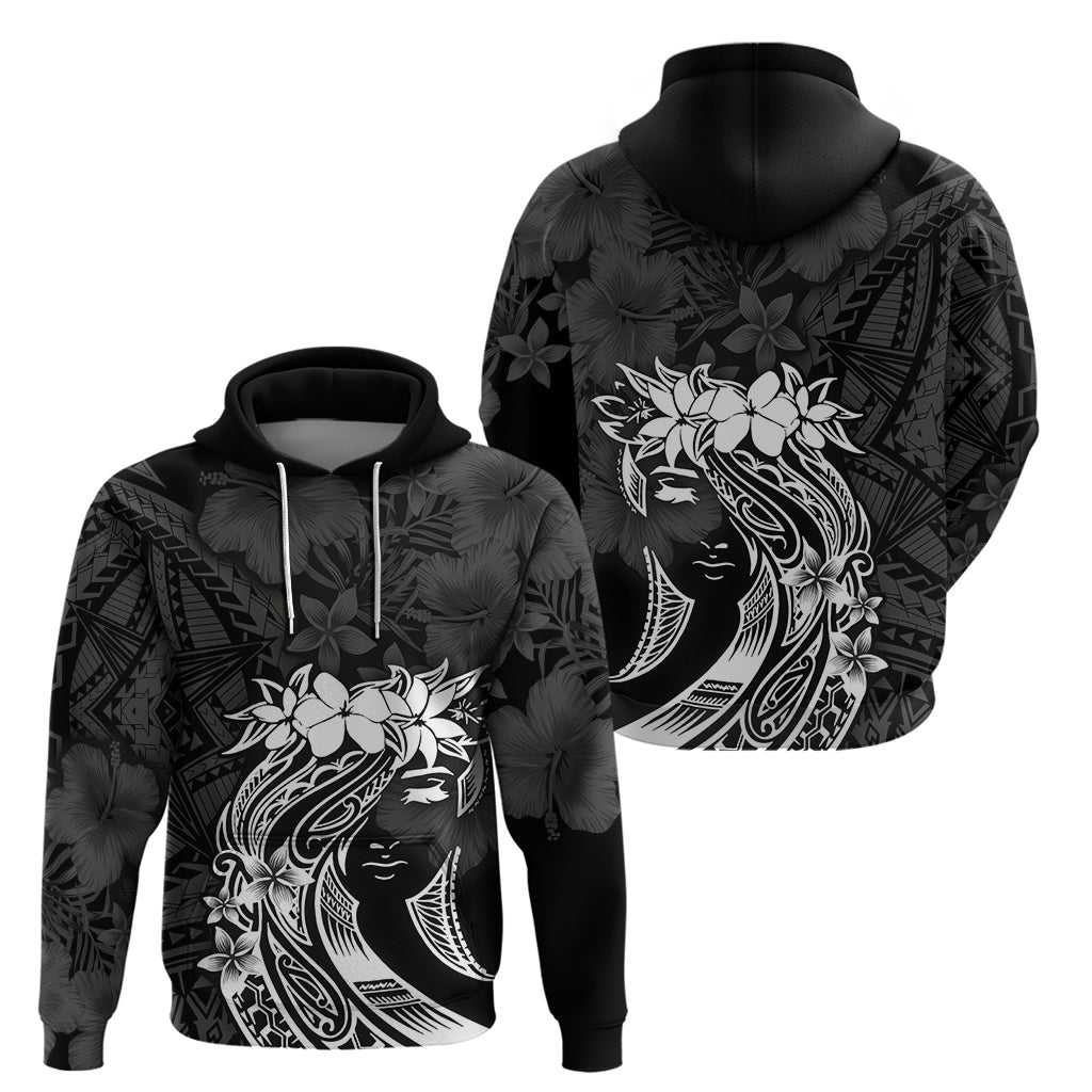 Polynesian Women's Day Zip Hoodie Plumeria Passion - Black LT7 - Polynesian Pride