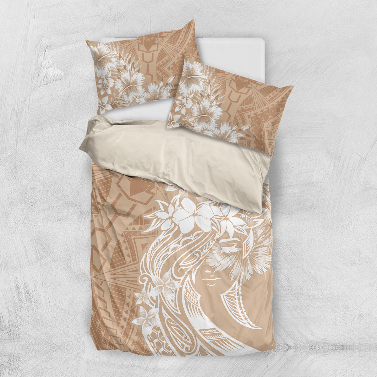 Polynesian Women's Day Bedding Set Plumeria Passion - Beige LT7 US Twin 172cm x 218cm Beige - Polynesian Pride