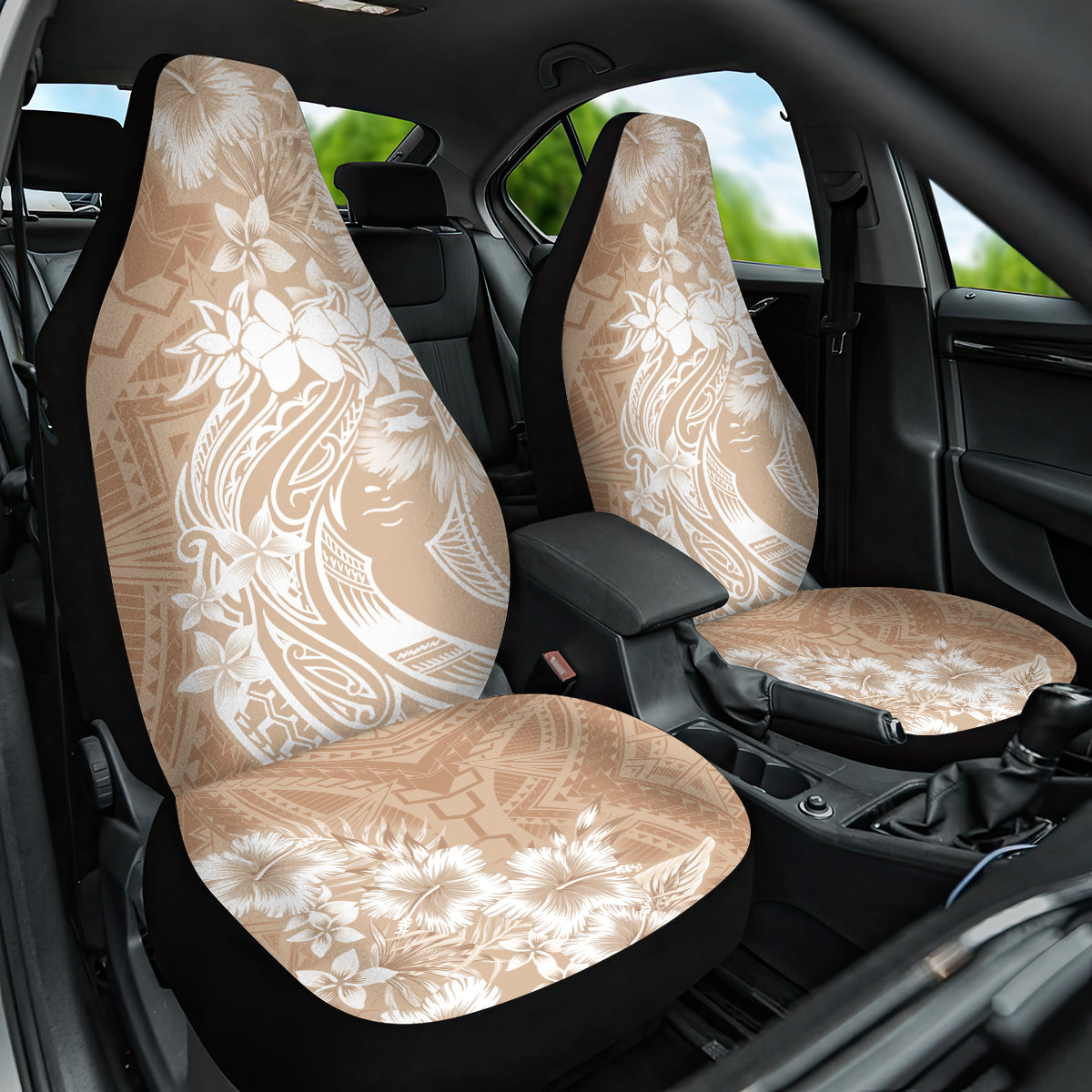 Polynesian Women's Day Car Seat Cover Plumeria Passion - Beige LT7 One Size Beige - Polynesian Pride