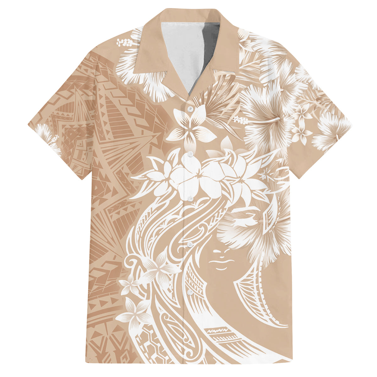 Polynesian Women's Day Family Matching Off Shoulder Long Sleeve Dress and Hawaiian Shirt Plumeria Passion - Beige LT7 Dad's Shirt - Short Sleeve Beige - Polynesian Pride