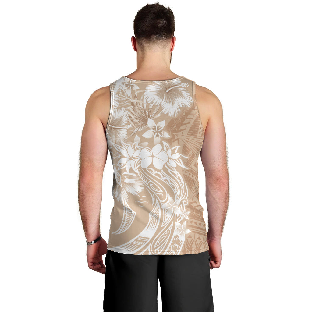 Polynesian Women's Day Men Tank Top Plumeria Passion - Beige LT7 - Polynesian Pride