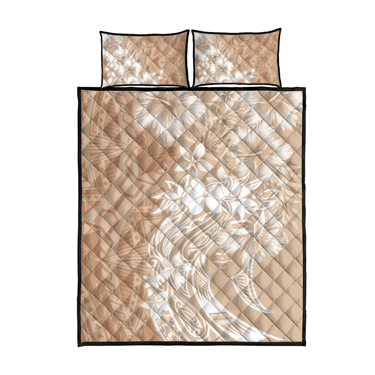 Polynesian Women's Day Quilt Bed Set Plumeria Passion - Beige LT7 - Polynesian Pride