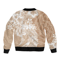 Polynesian Women's Day Sleeve Zip Bomber Jacket Plumeria Passion - Beige LT7 - Polynesian Pride