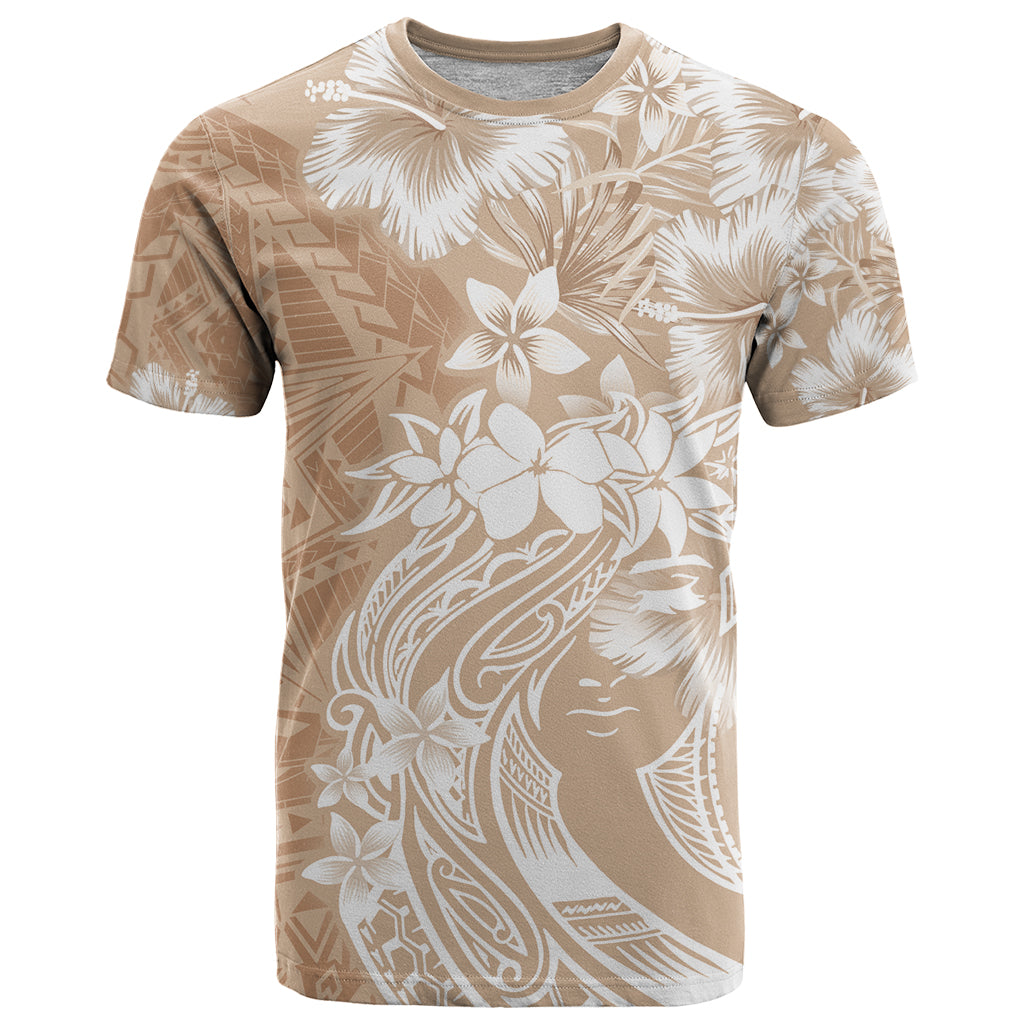 Polynesian Women's Day T Shirt Plumeria Passion - Beige LT7 Beige - Polynesian Pride