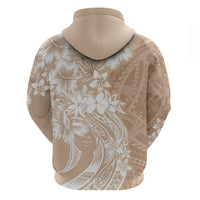 Polynesian Women's Day Zip Hoodie Plumeria Passion - Beige LT7 - Polynesian Pride