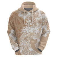 Polynesian Women's Day Zip Hoodie Plumeria Passion - Beige LT7 - Polynesian Pride