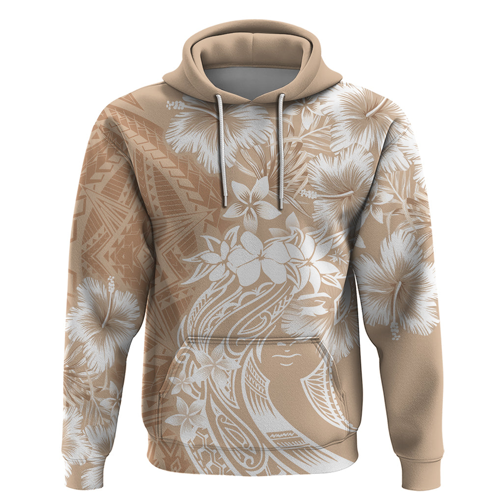 Polynesian Women's Day Zip Hoodie Plumeria Passion - Beige LT7 Pullover Hoodie Beige - Polynesian Pride
