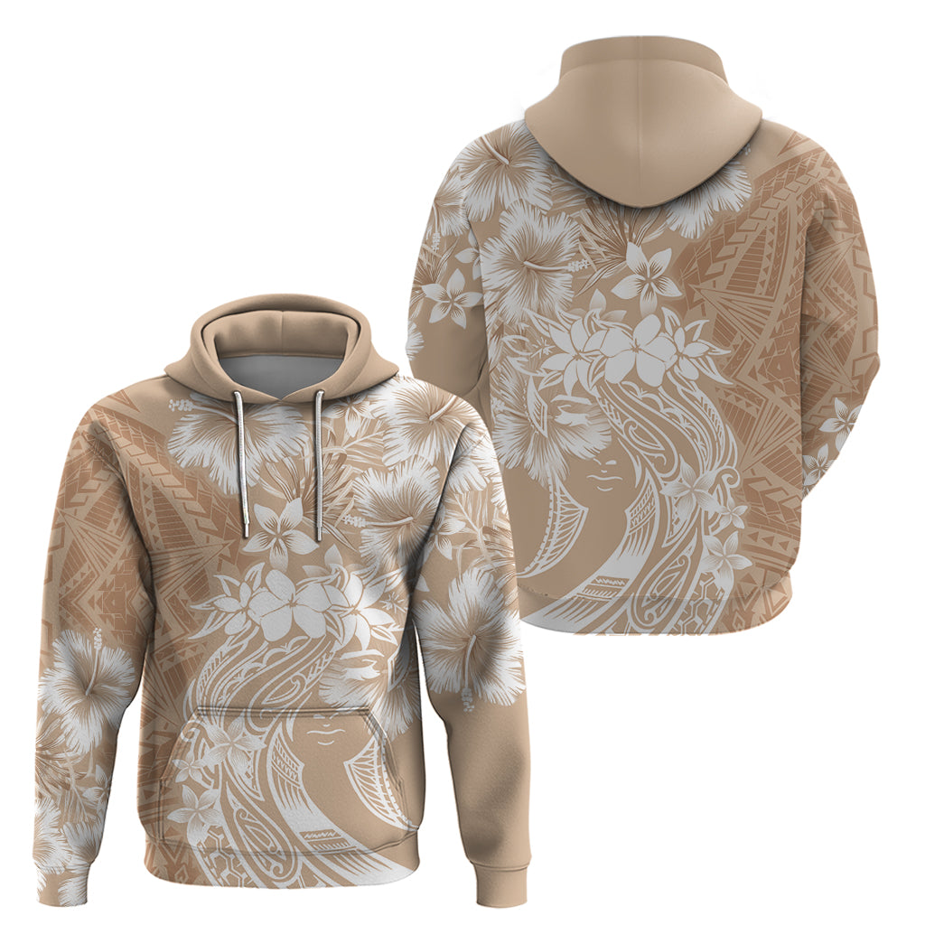 Polynesian Women's Day Zip Hoodie Plumeria Passion - Beige LT7 - Polynesian Pride