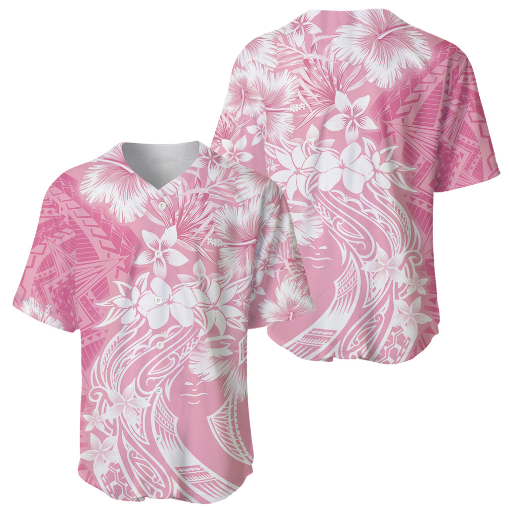 Polynesian Women's Day Baseball Jersey Plumeria Passion - Pink LT7 - Polynesian Pride