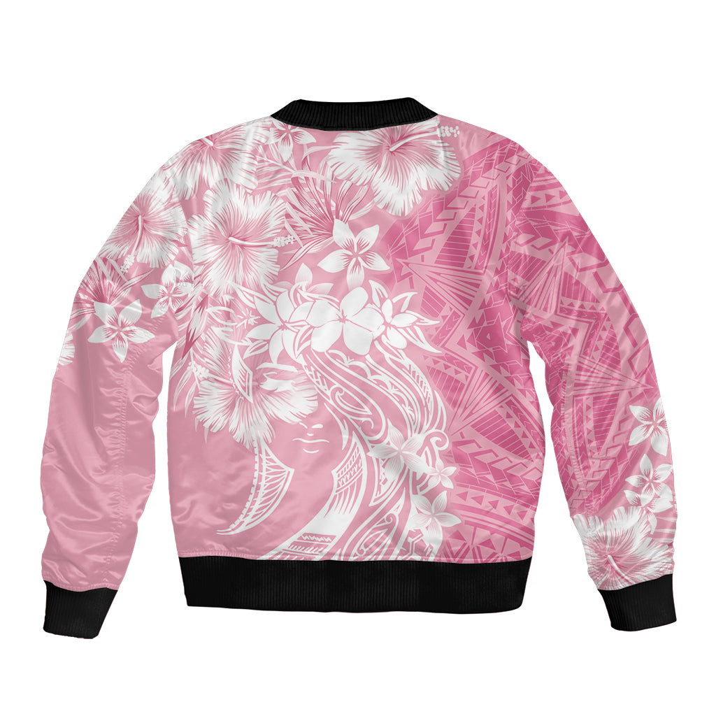 Polynesian Women's Day Bomber Jacket Plumeria Passion - Pink LT7 - Polynesian Pride