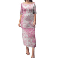 Polynesian Women's Day Family Matching Puletasi and Hawaiian Shirt Plumeria Passion - Pink LT7 Mom's Dress Pink - Polynesian Pride