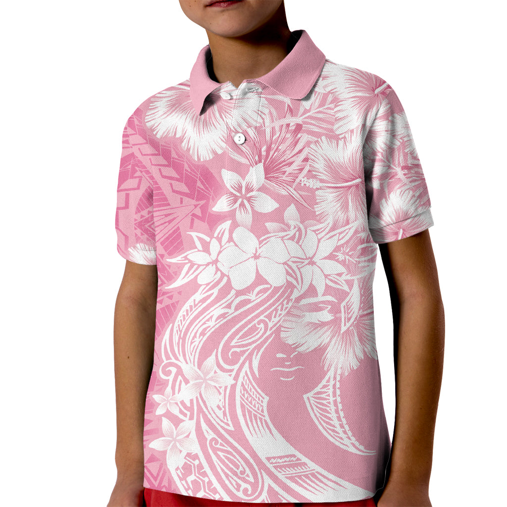 Polynesian Women's Day Kid Polo Shirt Plumeria Passion - Pink LT7 Kid Pink - Polynesian Pride