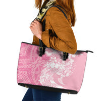 Polynesian Women's Day Leather Tote Bag Plumeria Passion - Pink LT7 Pink - Polynesian Pride