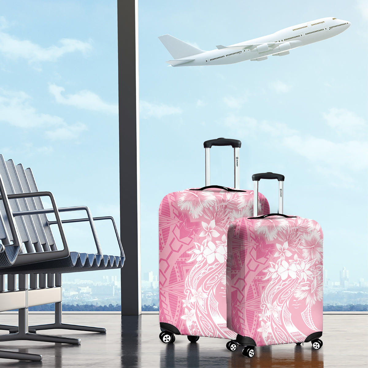 Polynesian Women's Day Luggage Cover Plumeria Passion - Pink LT7 - Polynesian Pride