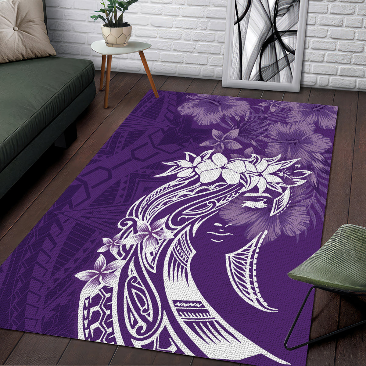 Polynesian Women's Day Area Rug Plumeria Passion - Purple LT7 Purple - Polynesian Pride