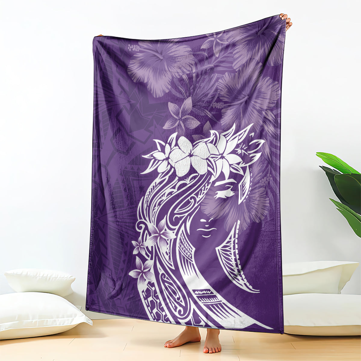 Polynesian Women's Day Blanket Plumeria Passion - Purple LT7 - Polynesian Pride