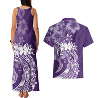 Polynesian Women's Day Couples Matching Tank Maxi Dress and Hawaiian Shirt Plumeria Passion - Purple LT7 - Polynesian Pride